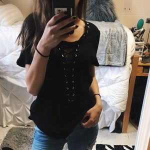 Black Laced Up Top | Sadie & Sage